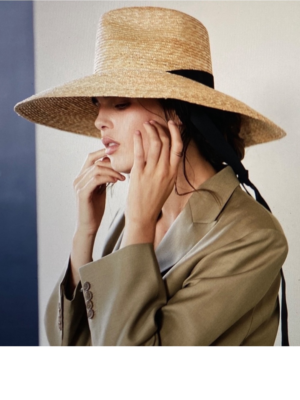 Janessa Leone Serena Wide Brim Straw Sun Hat with Black Ribbon size L SOLD OUT
